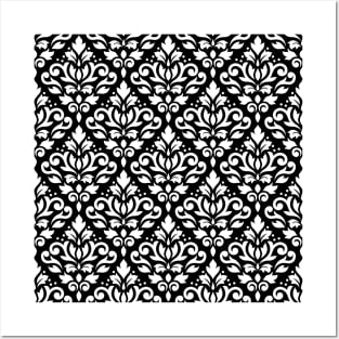 Scroll Damask Pattern WB Posters and Art